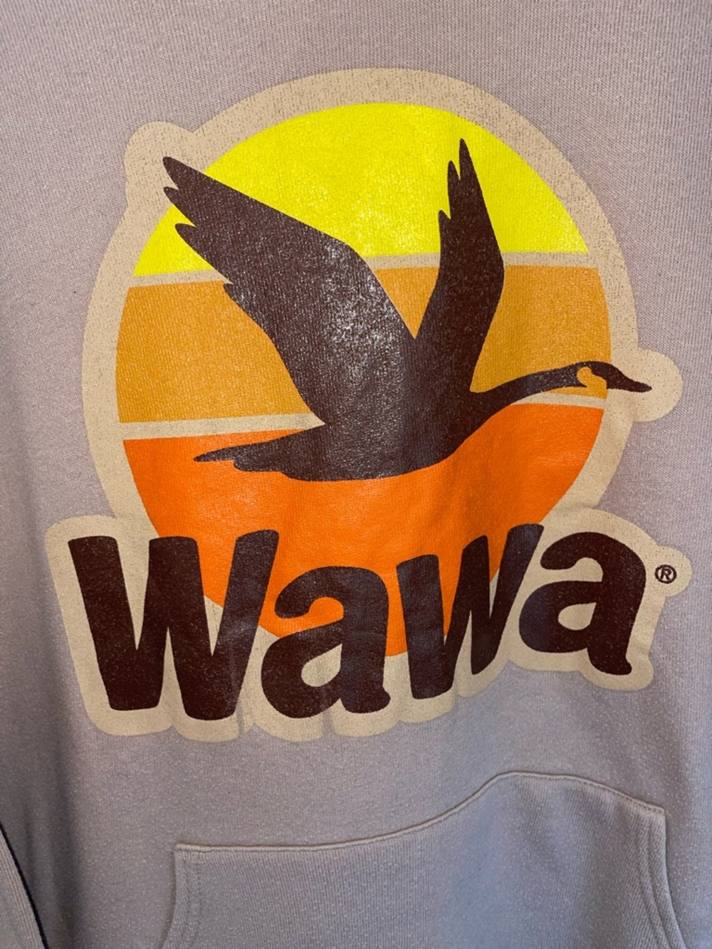 Bella Canvas Taupe Wawa Graphic Hoodie with Sunset Logo - Picture 3 of 5